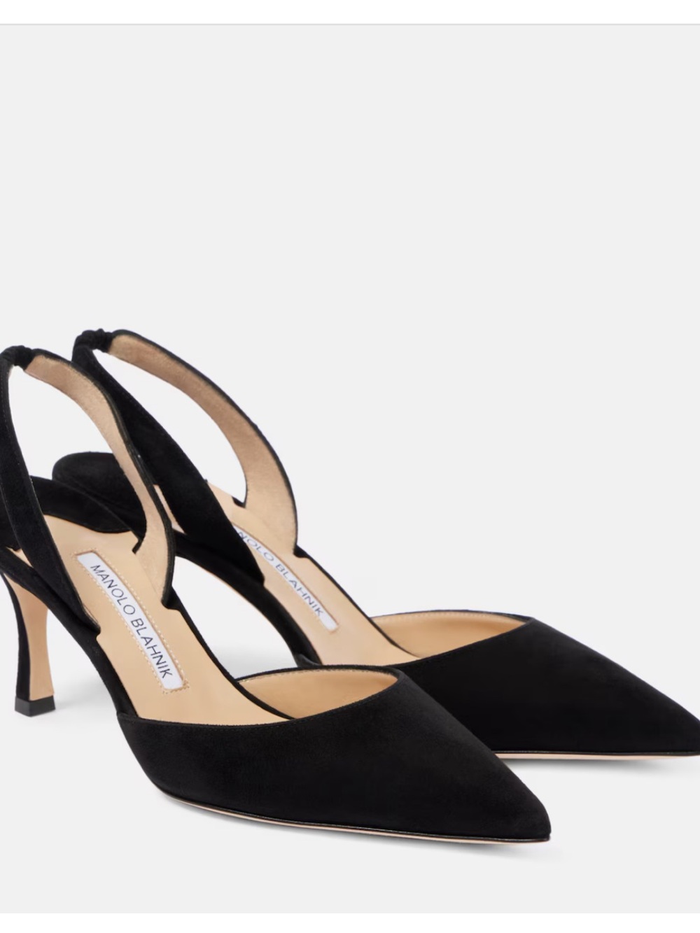 Manolo Blahnik Carolyne 70 Black suede slingback pumps Size 38